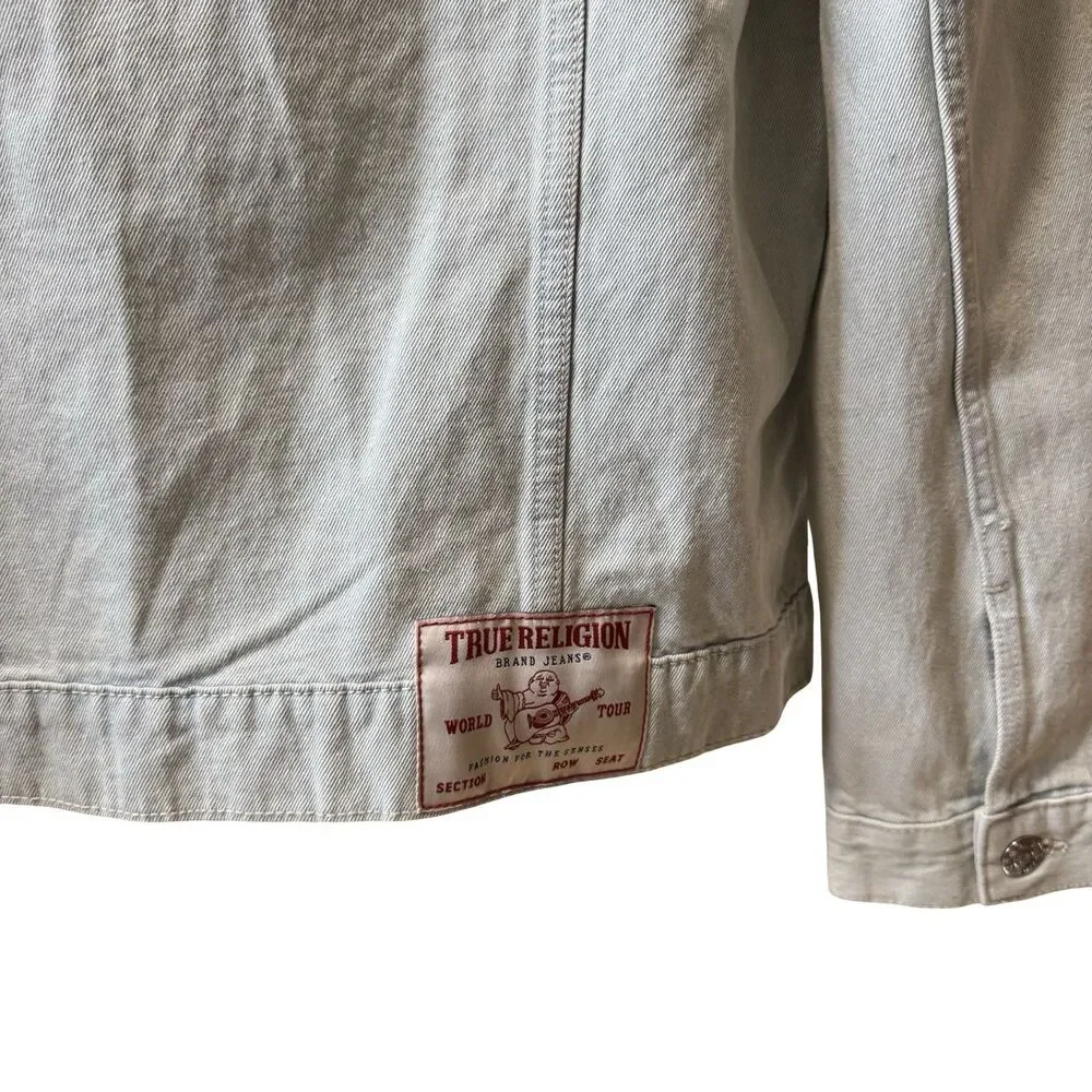 NWT True‎ Religion Jesse Trucker Denim Jacket Light Blossom Wash Men’s large